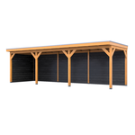 Douglas overkapping, 302 x 735 cm + wanden zwart, Verando, Pure
